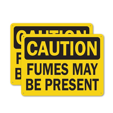 Signmission Fumes May Be Present Caution Sign, Aluminum, 18in W x 12in L, 2PK OS-2PACK-CS-A-1218-L-19173